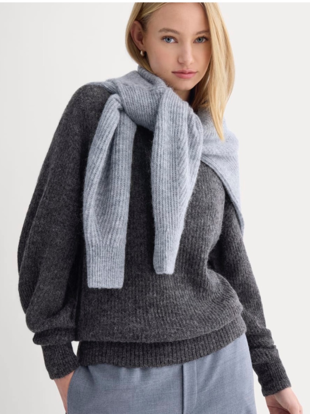 Everlane Alpaca Merino Wool Cocoon Crew Sweater Charcoal Gray Oversized M